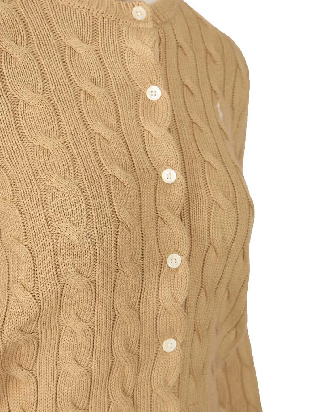 Polo Ralph Lauren Logo Embroidered Cable-Knit Cardigan
