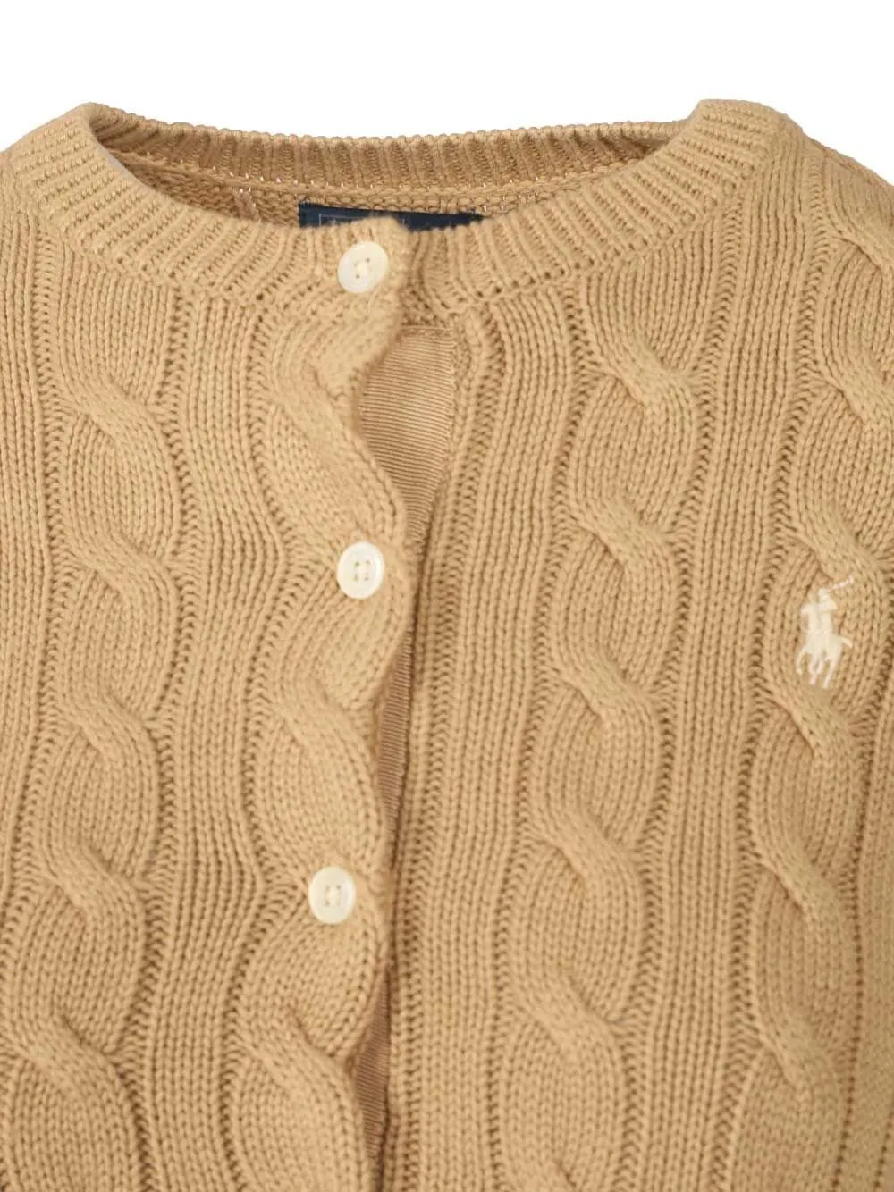 Polo Ralph Lauren Logo Embroidered Cable-Knit Cardigan