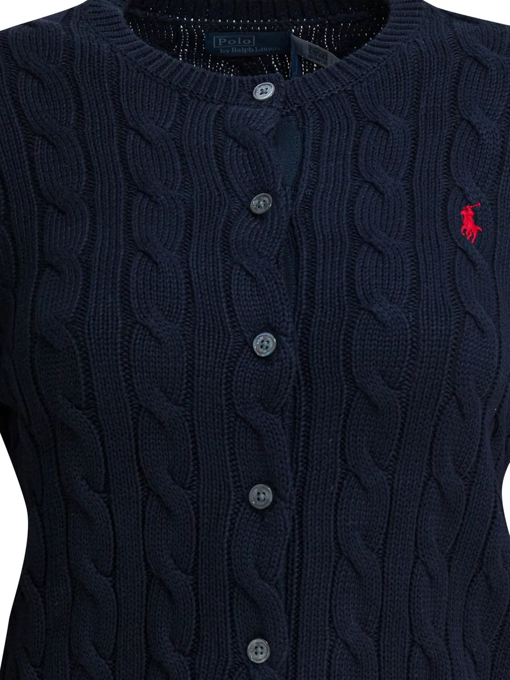 Polo Ralph Lauren Logo Embroidered Cable-Knit Cardigan