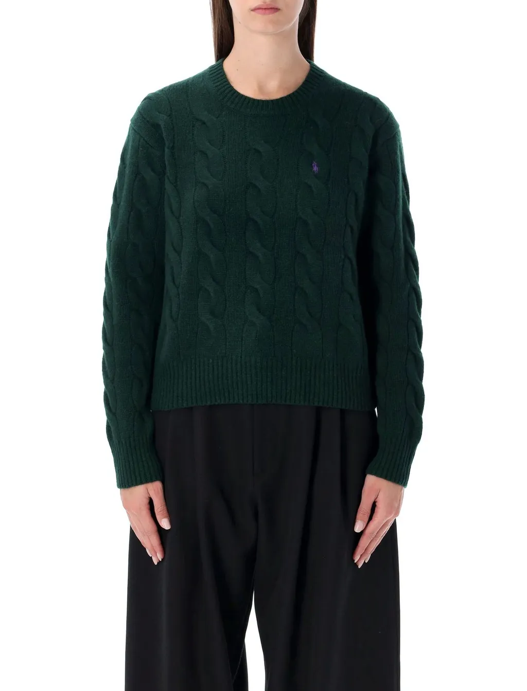 Polo Ralph Lauren Logo Embroidered Cable-Knitted Jumper