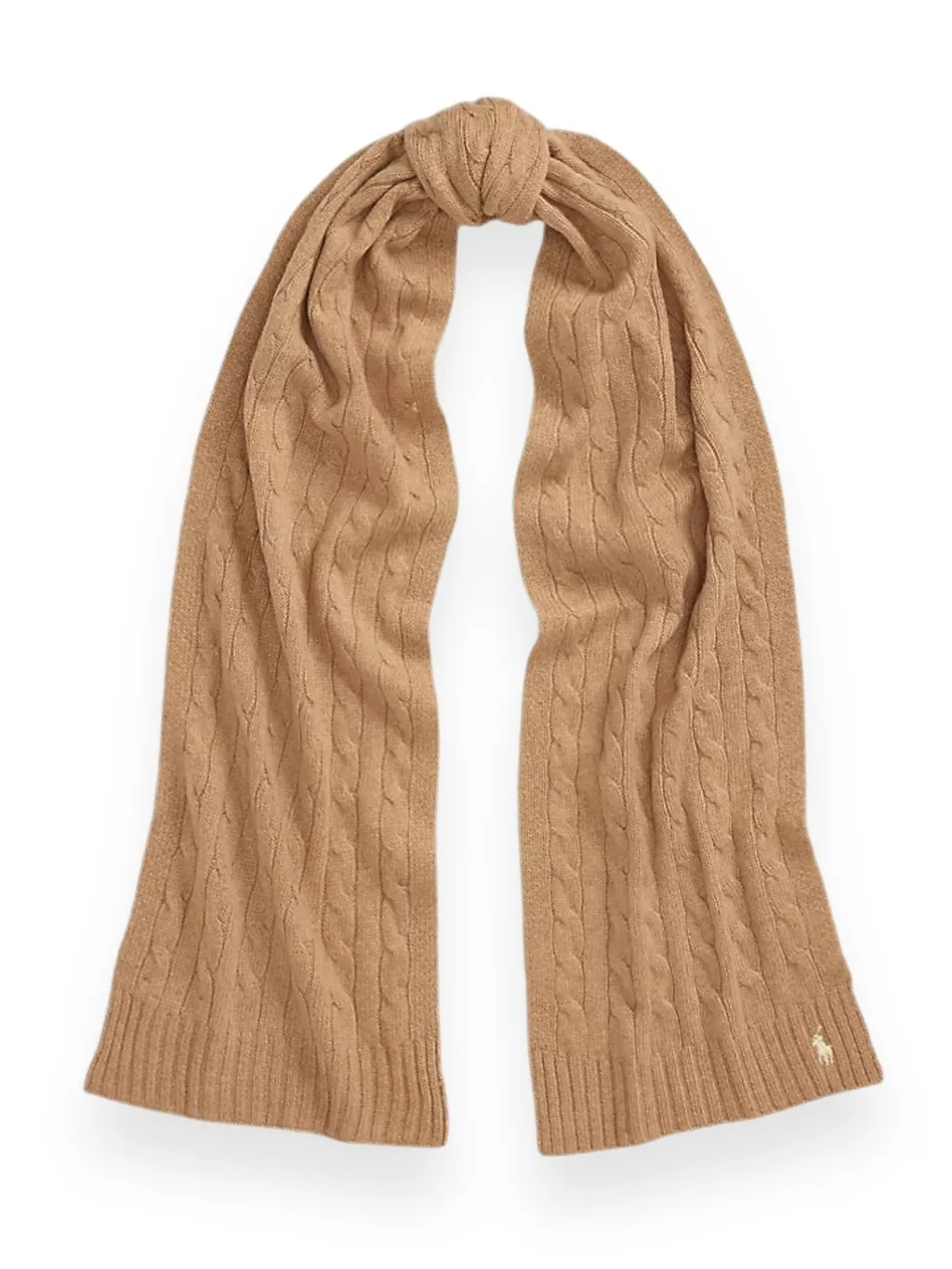 Polo Ralph Lauren Logo Embroidered Cable Knitted Scarf