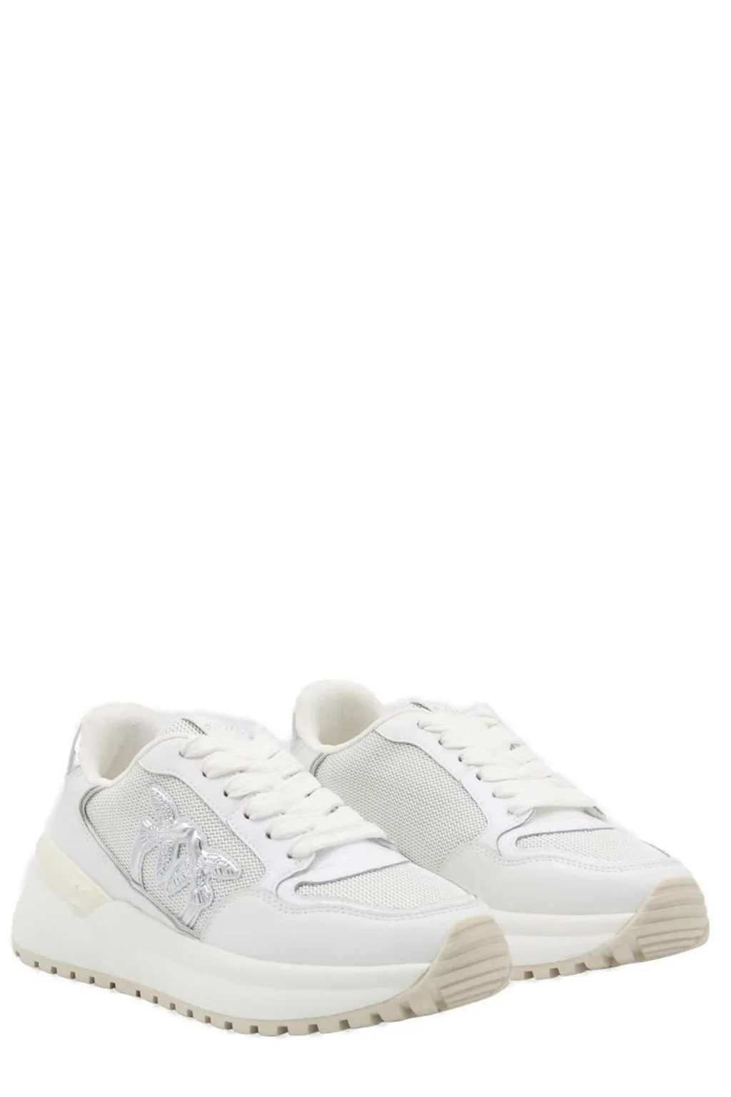 Pinko Mesh-Panelled Lace-Up Sneakers