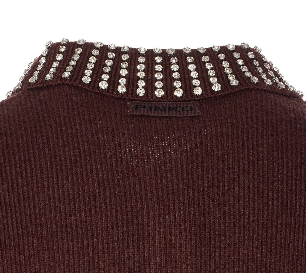 Pinko Collared Embellished Short-Sleeve Knit Polo Shirt