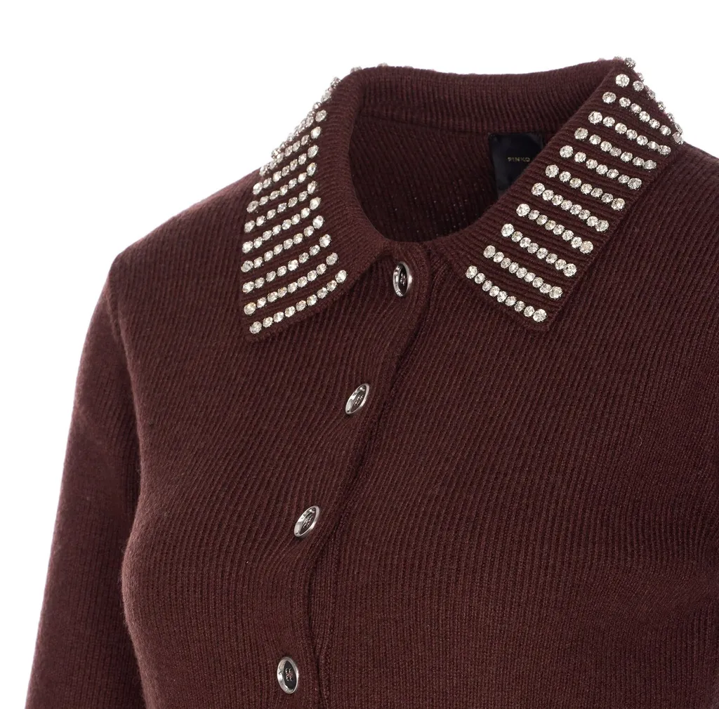 Pinko Collared Embellished Short-Sleeve Knit Polo Shirt