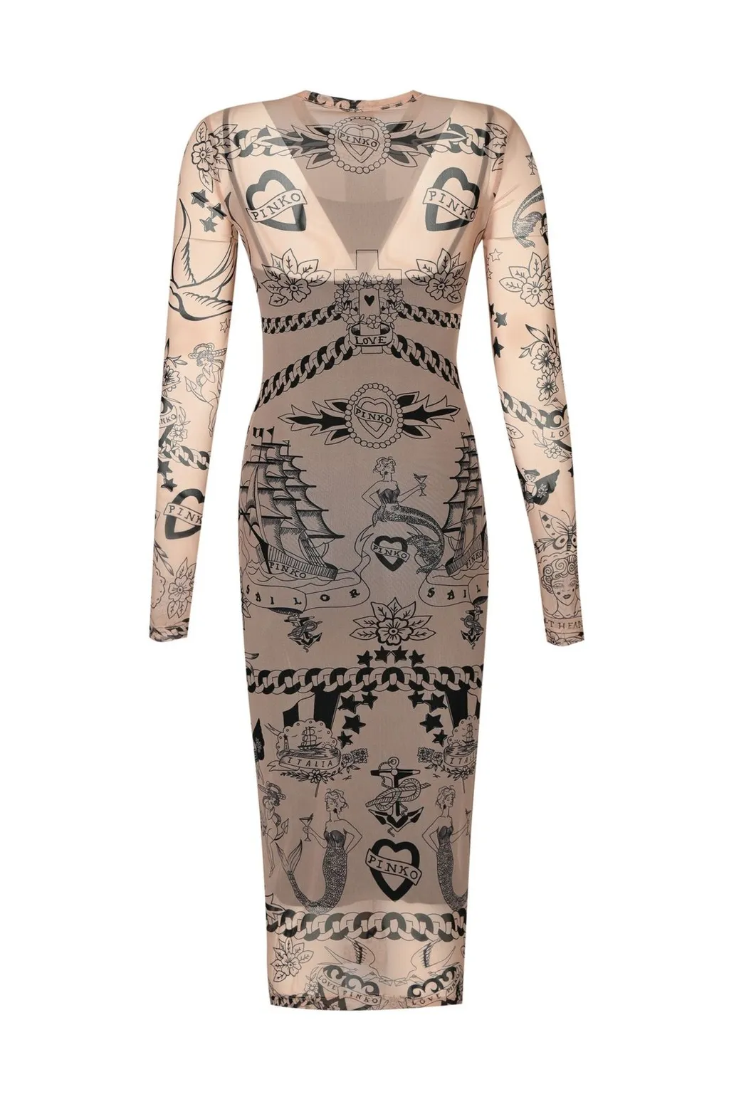 Pinko Aneletti Printed Tulle Dress