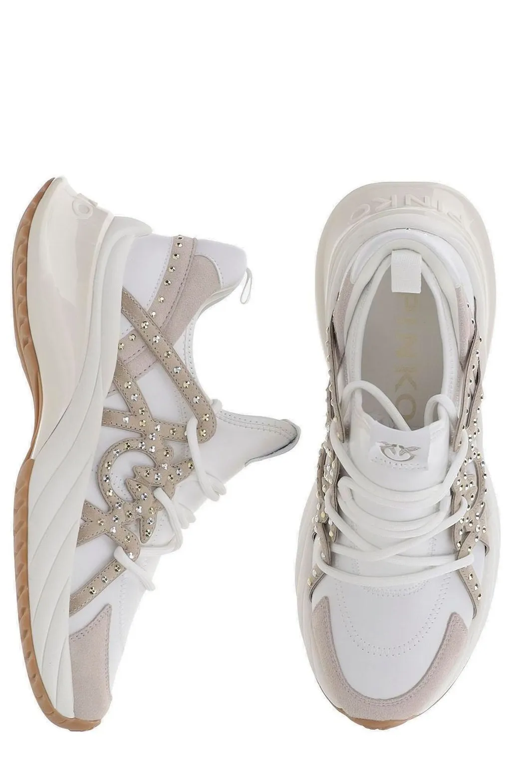Pinko Ariel Embellished Lace-Up Sneakers