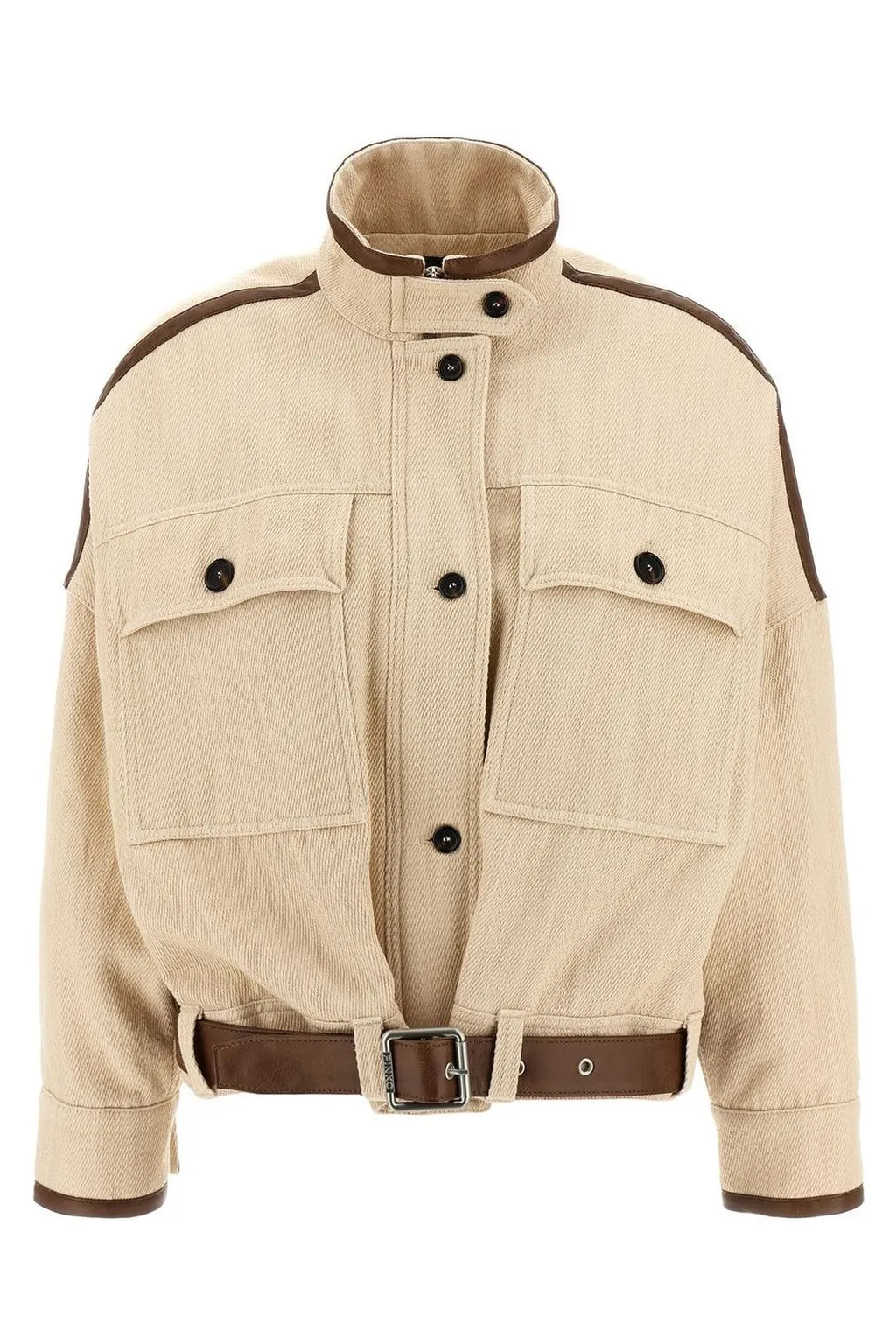 Pinko High Neck Belted Cropped Jacket