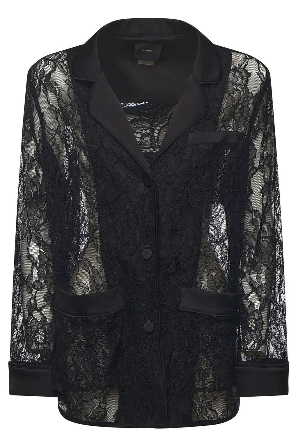 Pinko Single Breasted Lace-Panelled Jacket