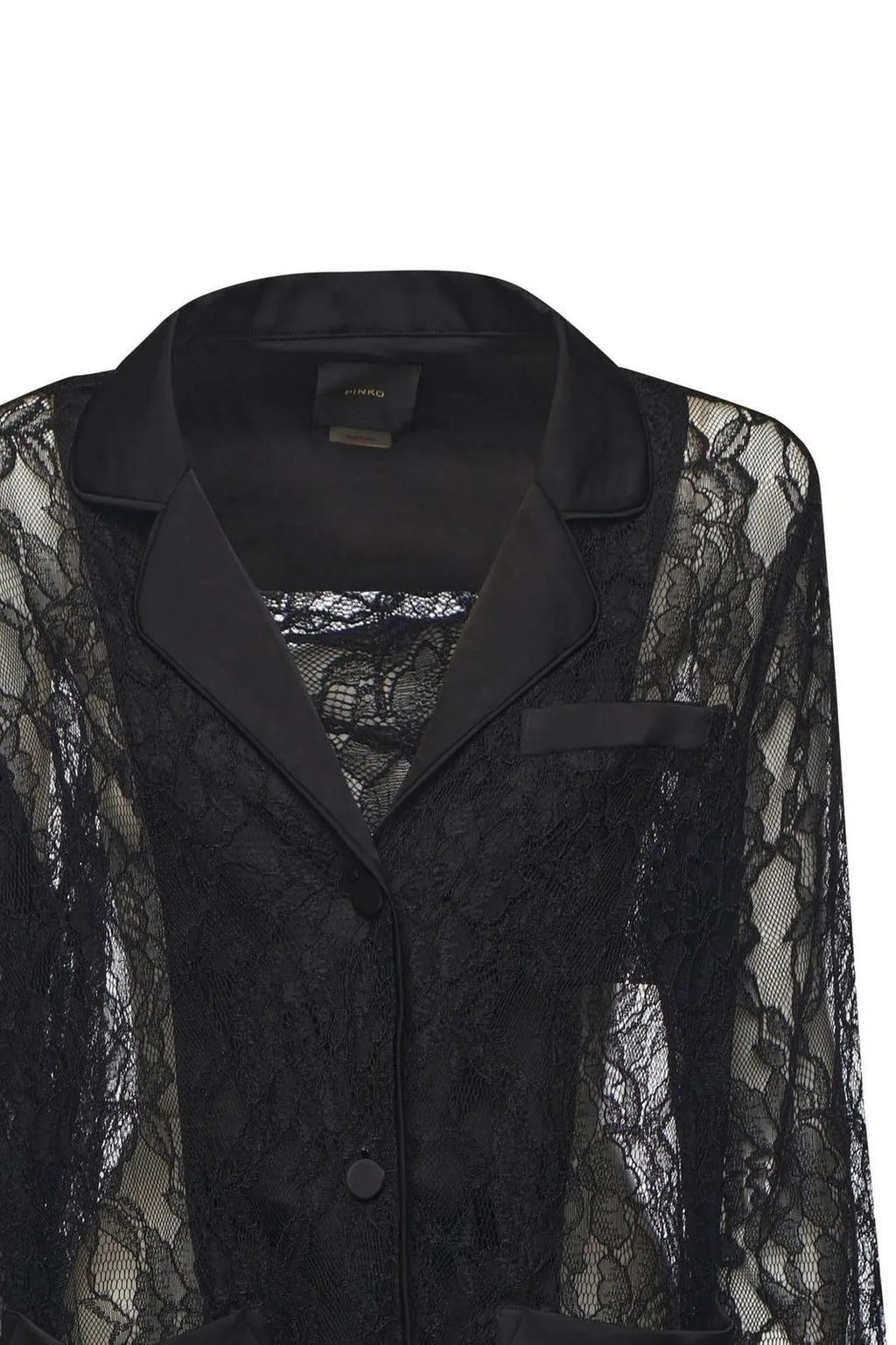 Pinko Single Breasted Lace-Panelled Jacket