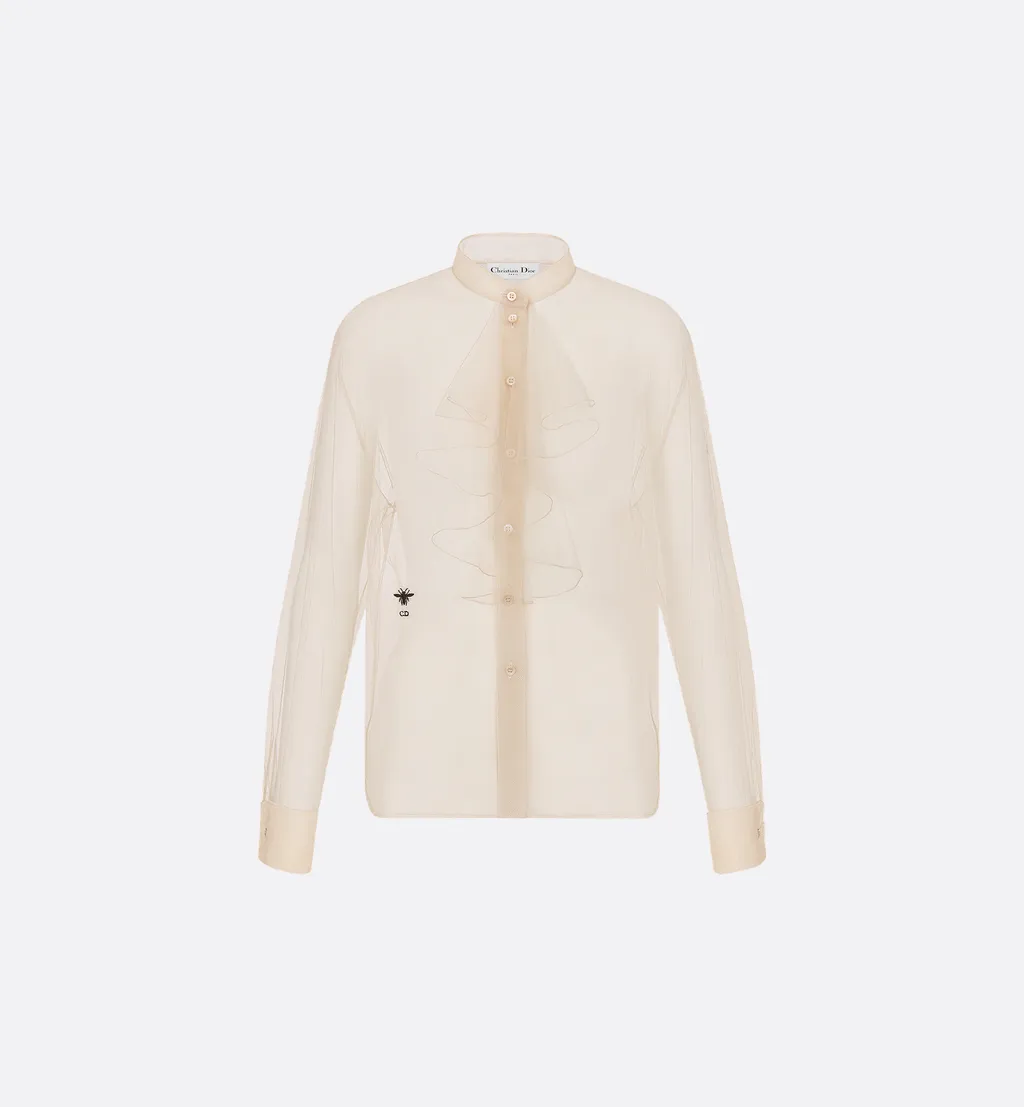 Blouse With Ruffled Neckline