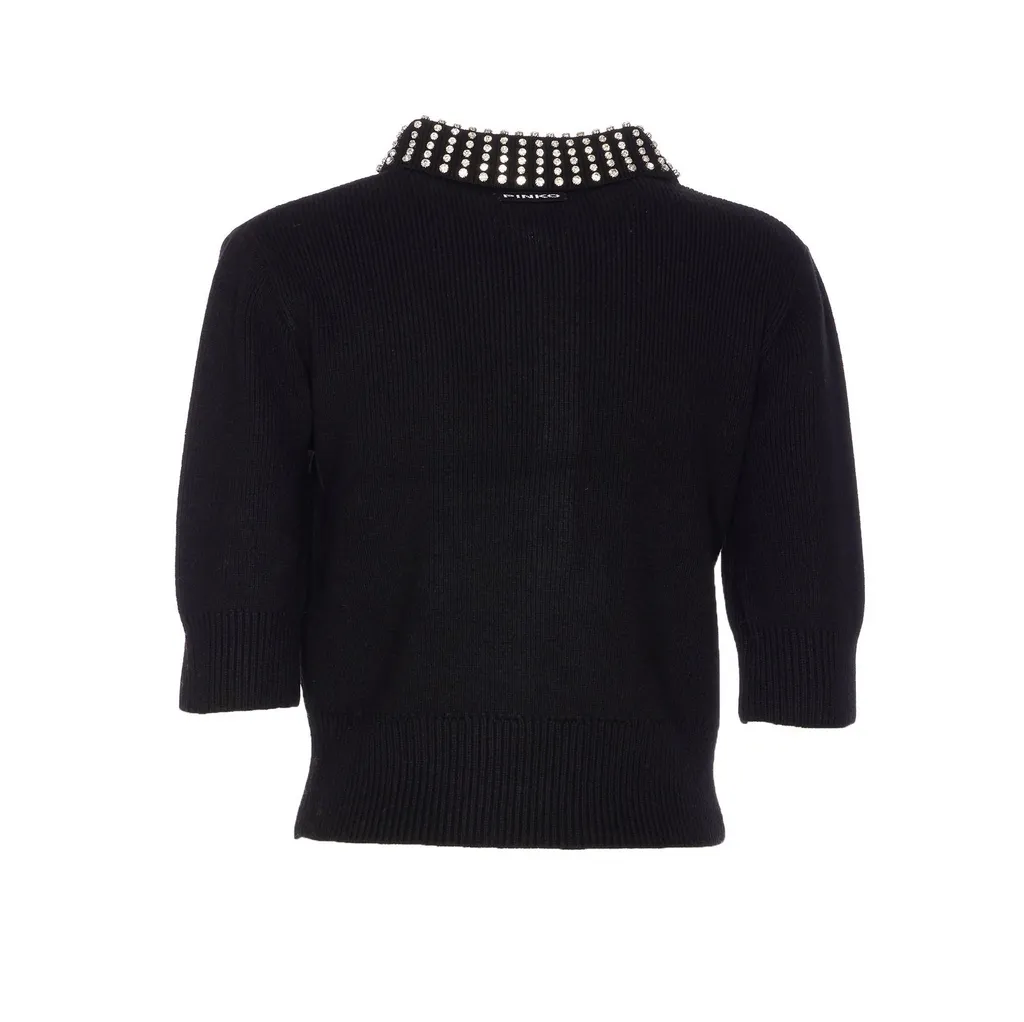 Pinko Collared Embellished Short-Sleeve Knit Polo Shirt