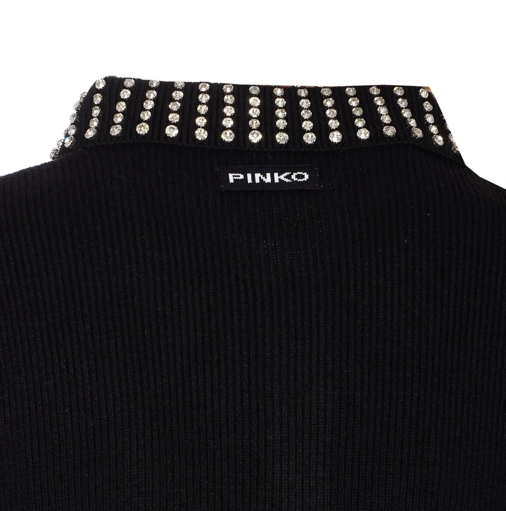 Pinko Collared Embellished Short-Sleeve Knit Polo Shirt