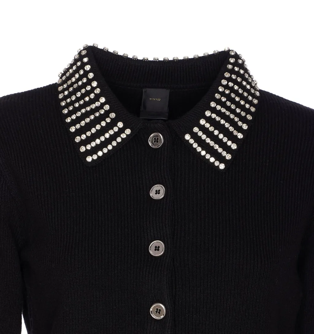 Pinko Collared Embellished Short-Sleeve Knit Polo Shirt