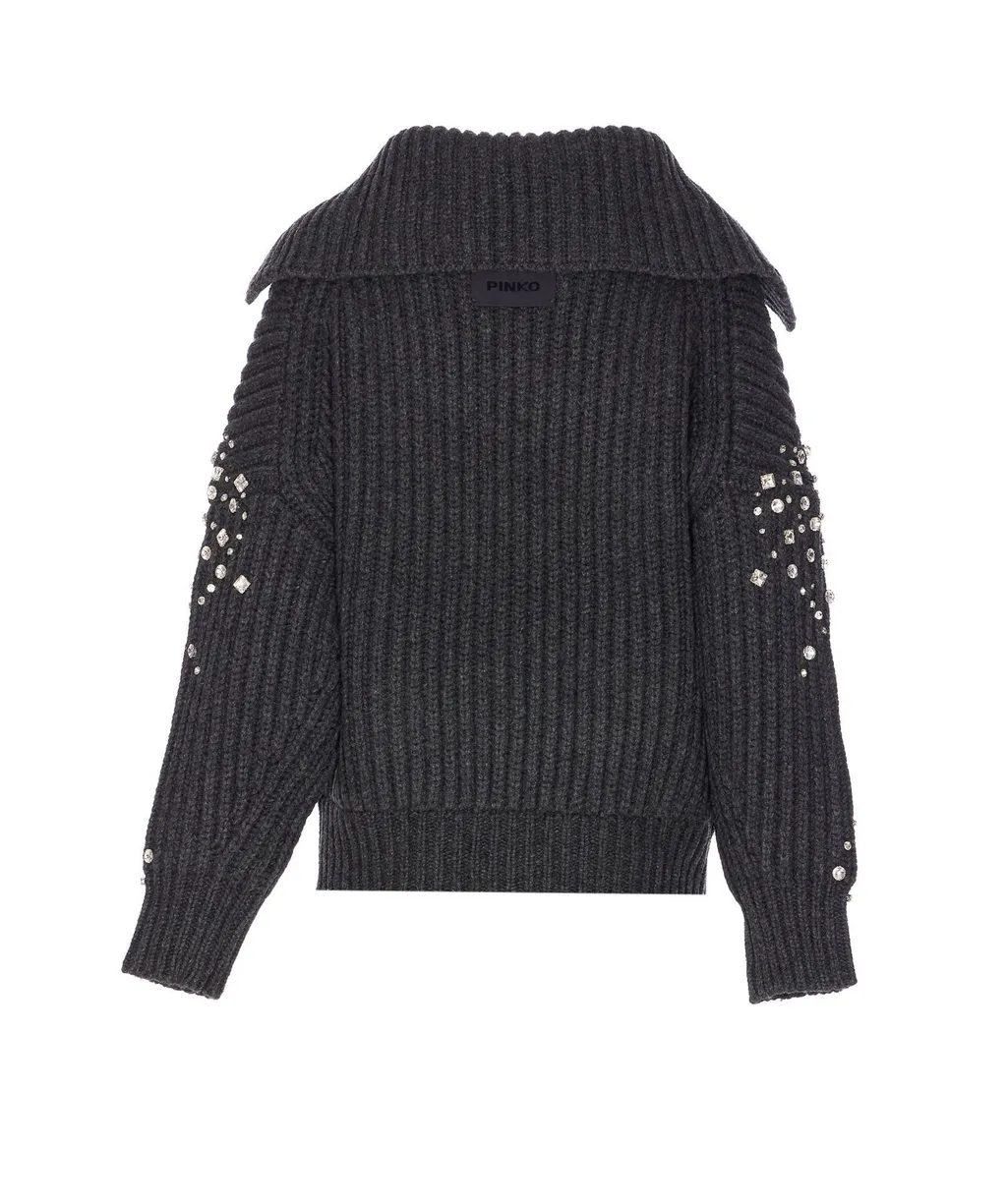 Pinko Embellished Zip-Up Knit Jacket