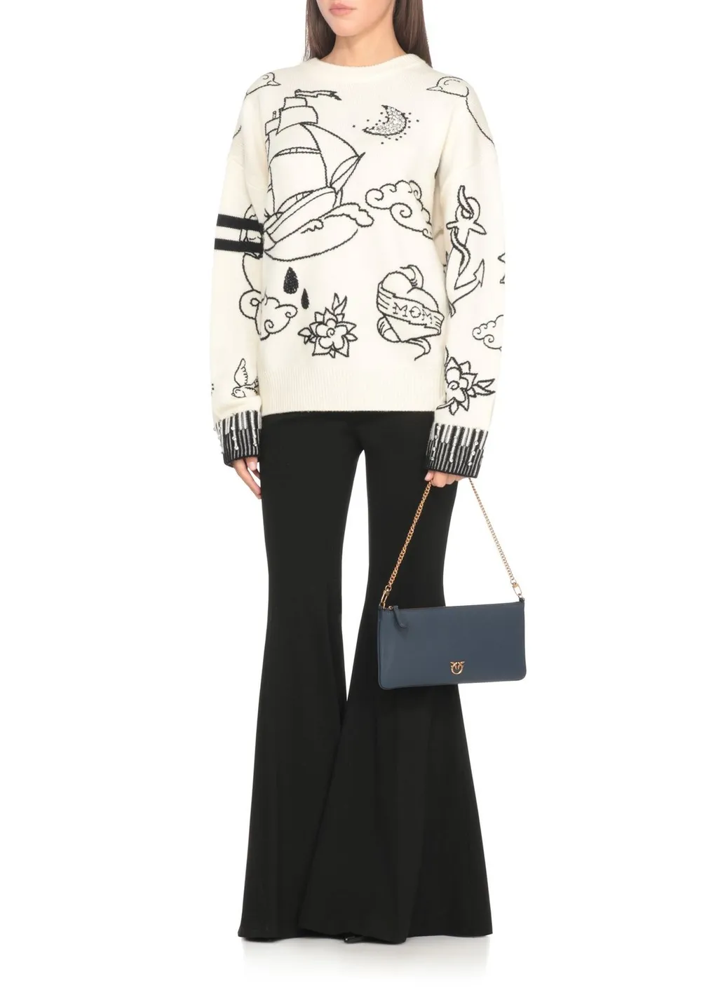 Pinko Horizontal Flat Shoulder Bag