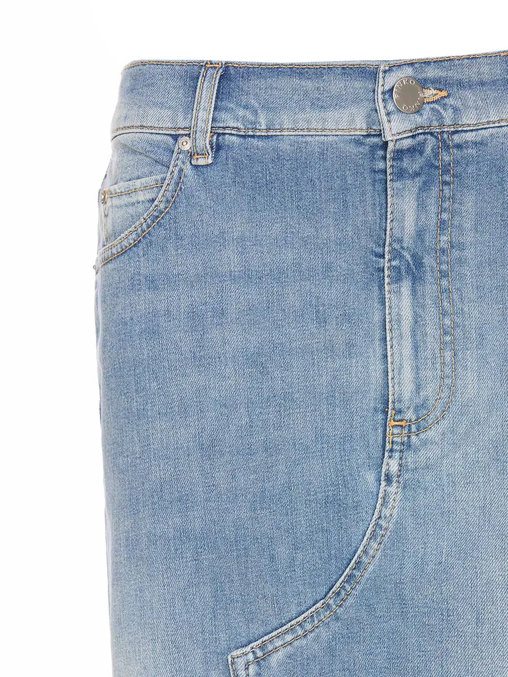 Pinko Side Slit Midi Denim Skirt