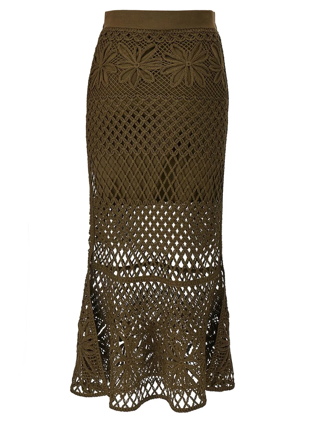 Pinko Crispo Fancy Crochet-Effect Long Skirt