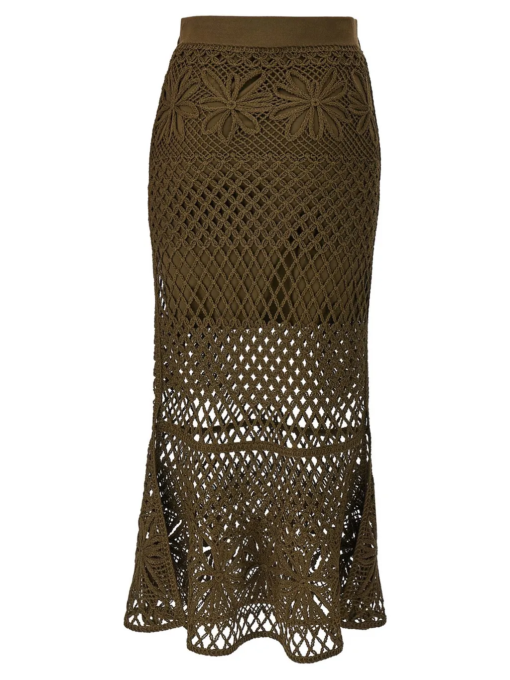 Pinko Crispo Fancy Crochet-Effect Long Skirt