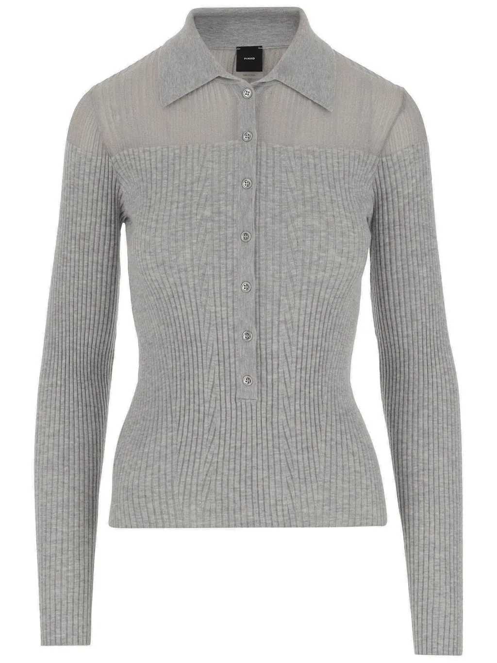 Pinko Ribbed Spread Collar Polo Top