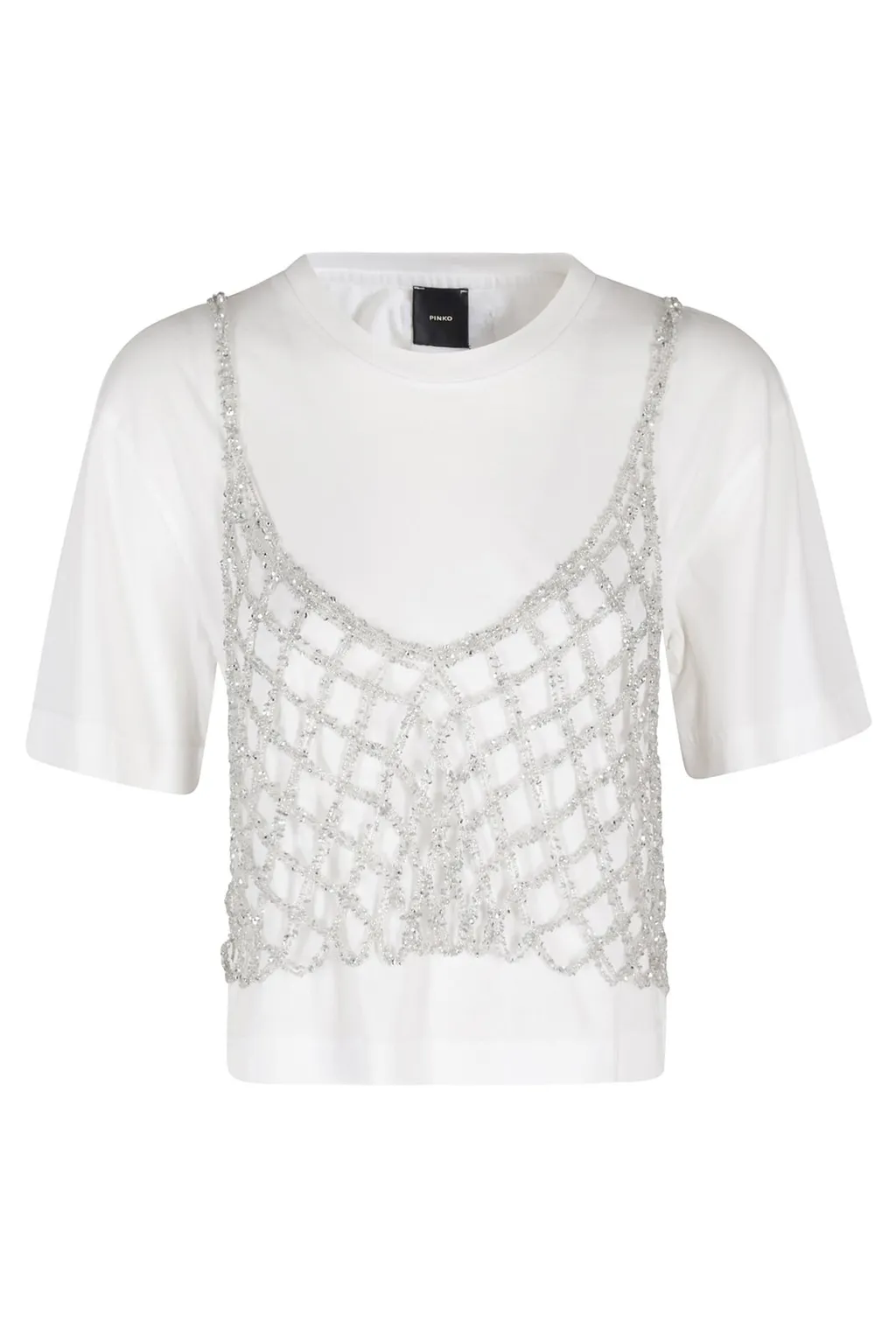 Pinko Sequin Embellished Cropped T-Shirt
