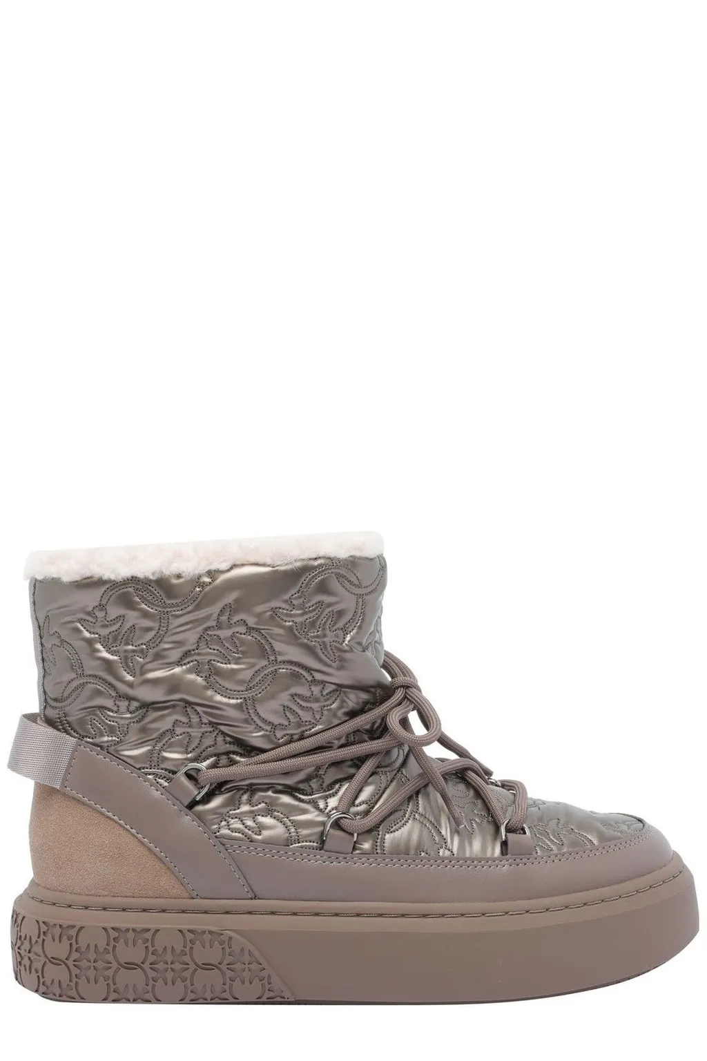 Pinko Round Toe Quilted Ankle Boots