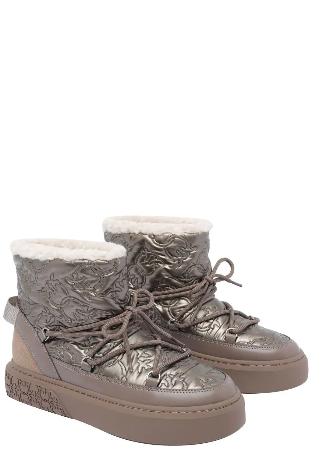Pinko Round Toe Quilted Ankle Boots