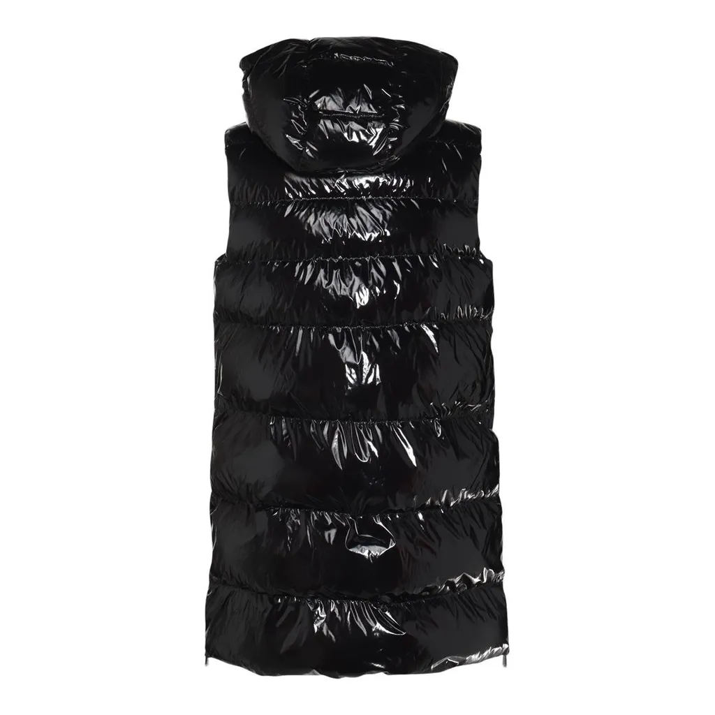 Pinko Logo Patch Sleeveless Hooded Padded Coat