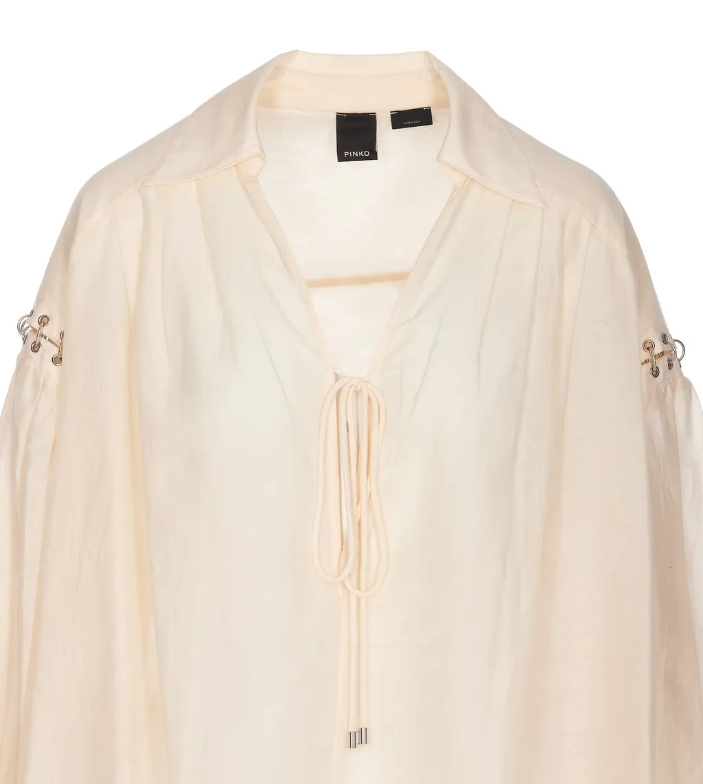 Pinko V-Neck Eyelet Detailed Blouse
