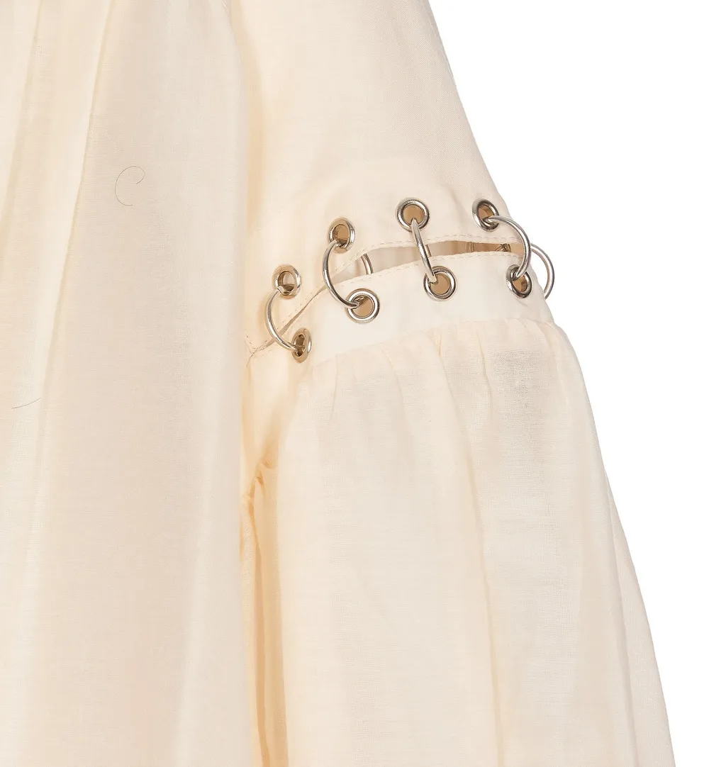 Pinko V-Neck Eyelet Detailed Blouse