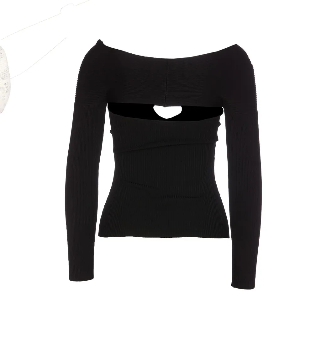 Pinko Cut-Out Detailed Ribbed-Knit Jumper