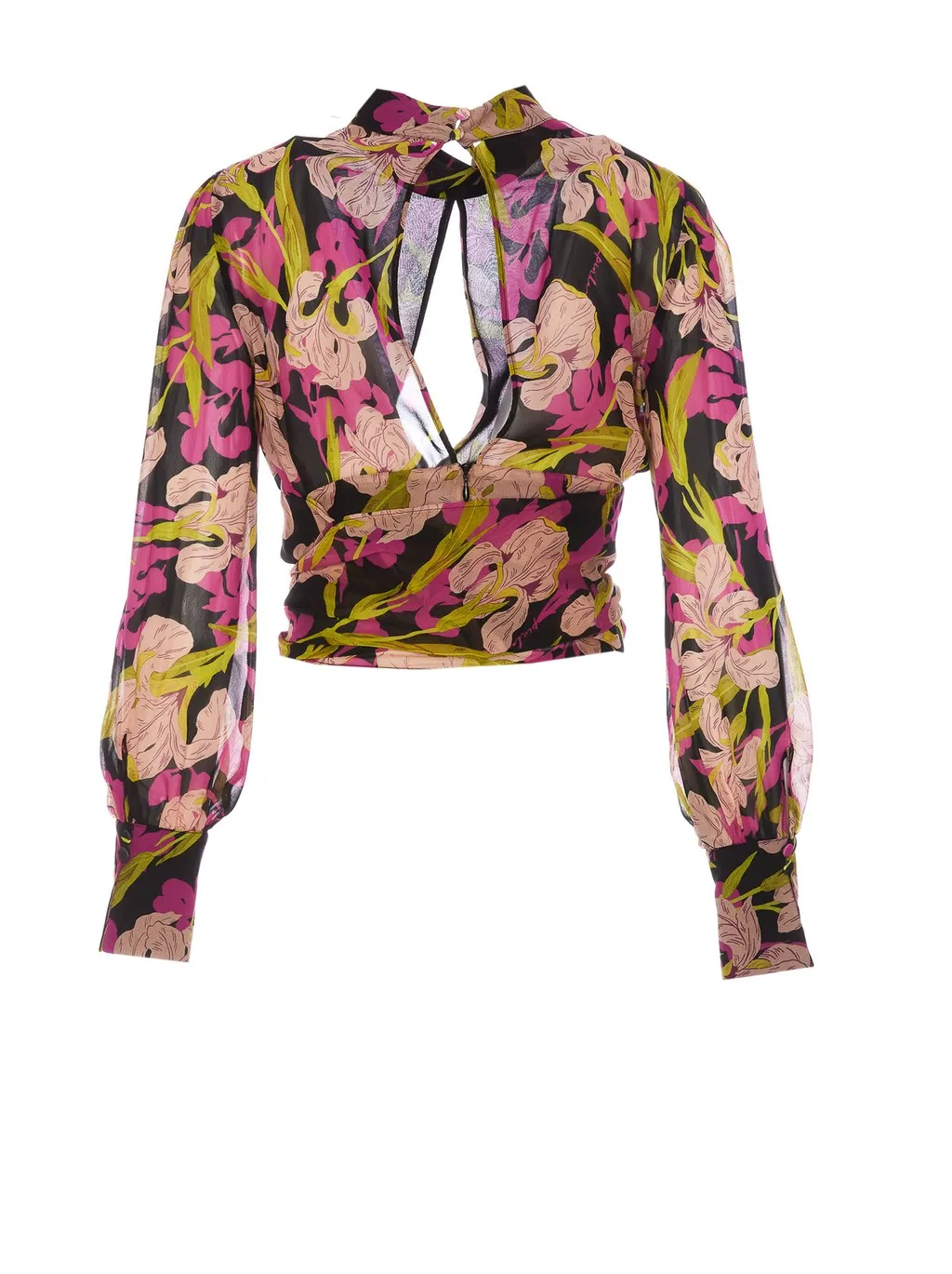 Pinko Floral-Printed Cut-Out Detailed Blouse