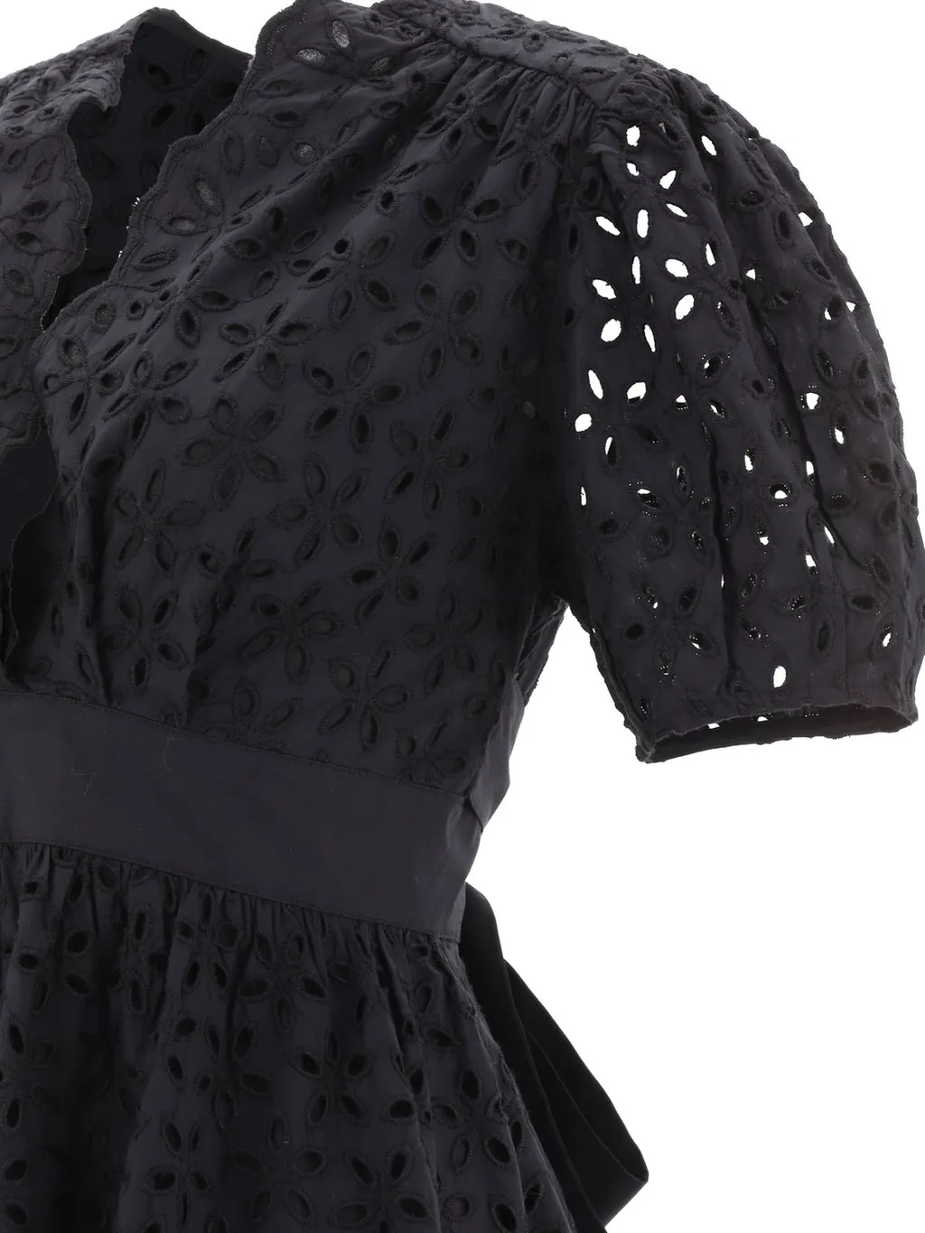 Pinko Broderie Anglaise V-Neck Mini Dress