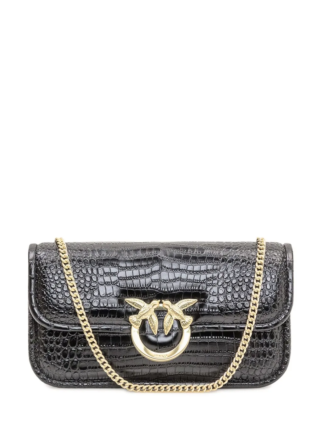Pinko Love Birds Embossed Flap Shoulder Bag