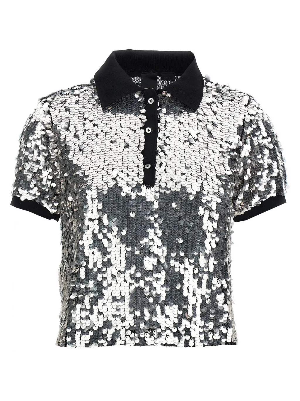 Pinko Pupazzo Sequin Embellished Short-Sleeved Polo Top