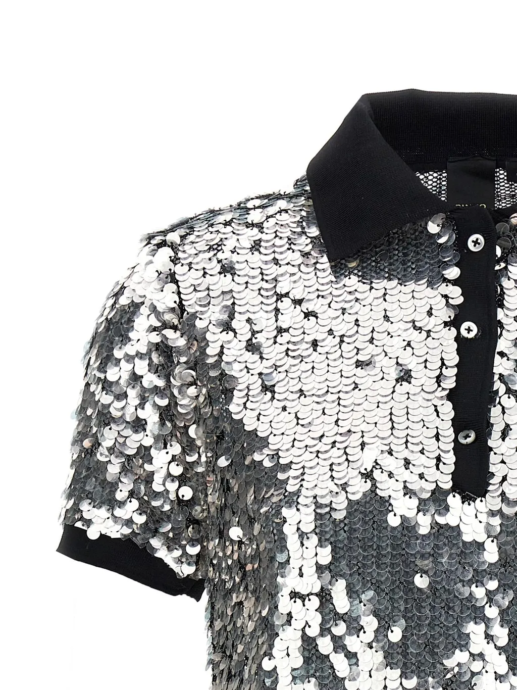 Pinko Pupazzo Sequin Embellished Short-Sleeved Polo Top