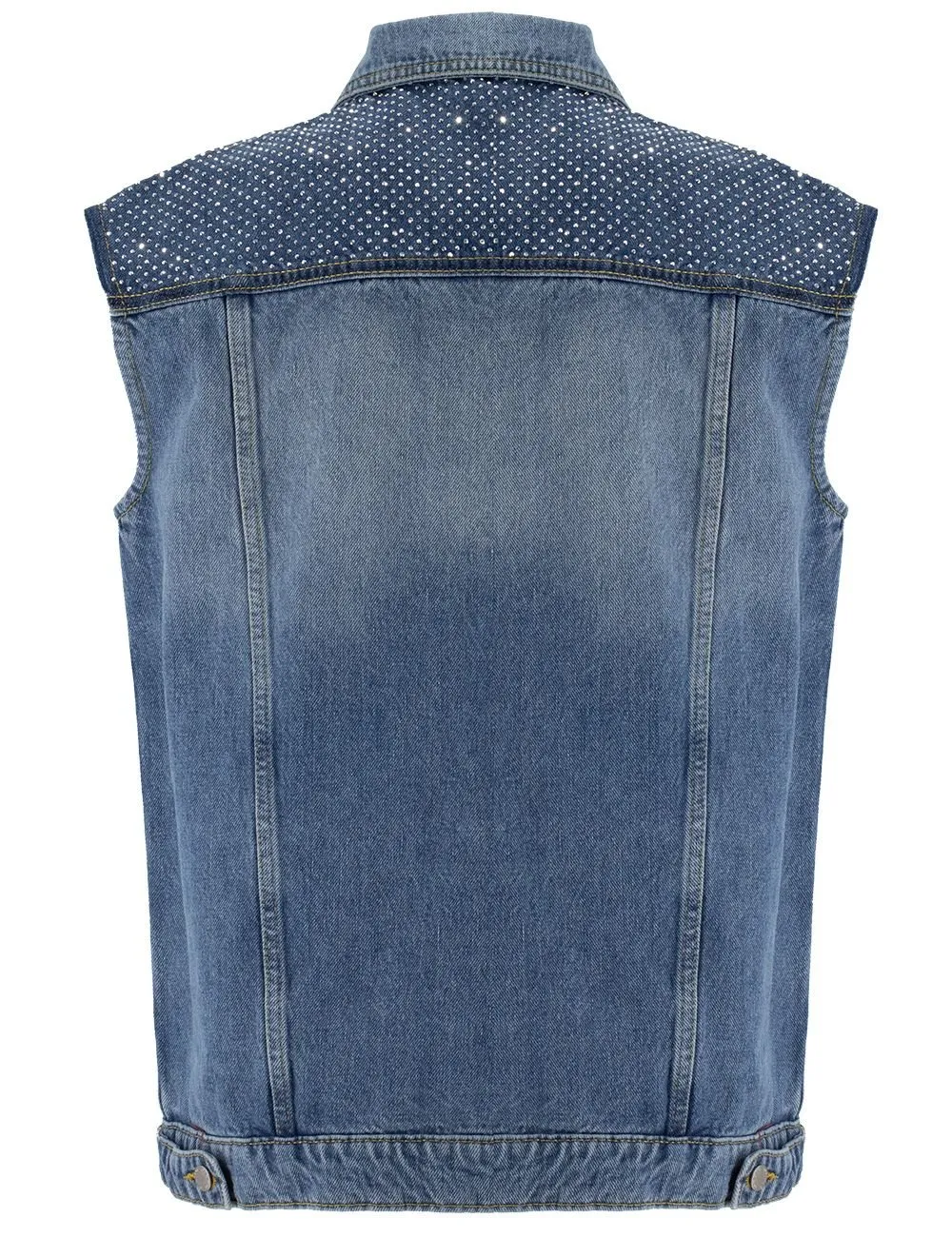 Pinko Stud Embellished Sleeveless Denim Jacket