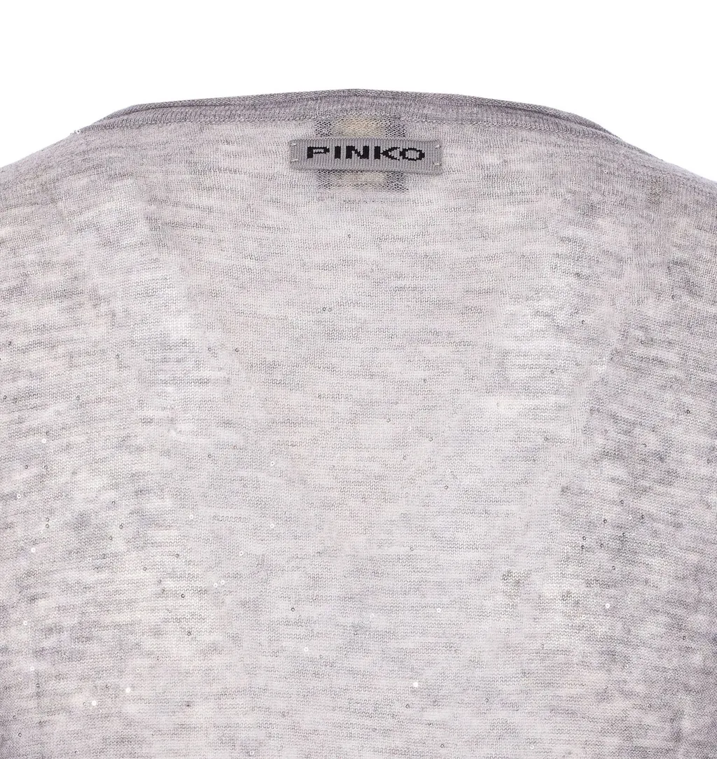 Pinko Long-Sleeved Knitted Sheer T-Shirt
