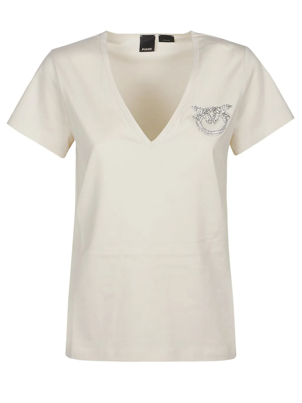 Pinko Love Birds Embellished V-Neck T-Shirt