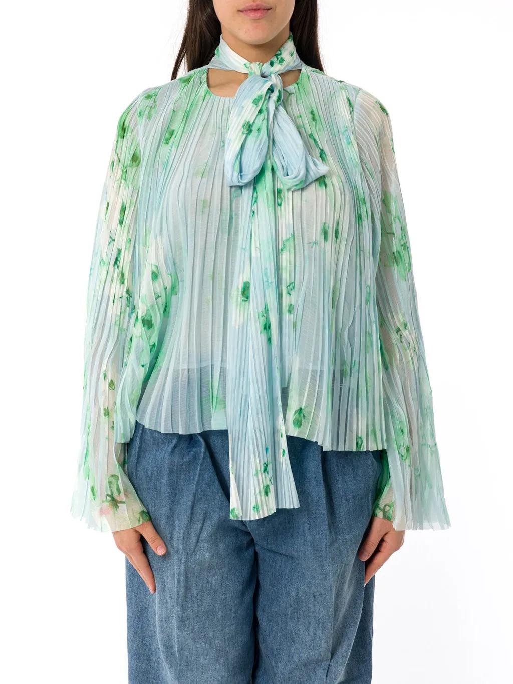 Pinko Pleated Floral Crepon Light Blouse