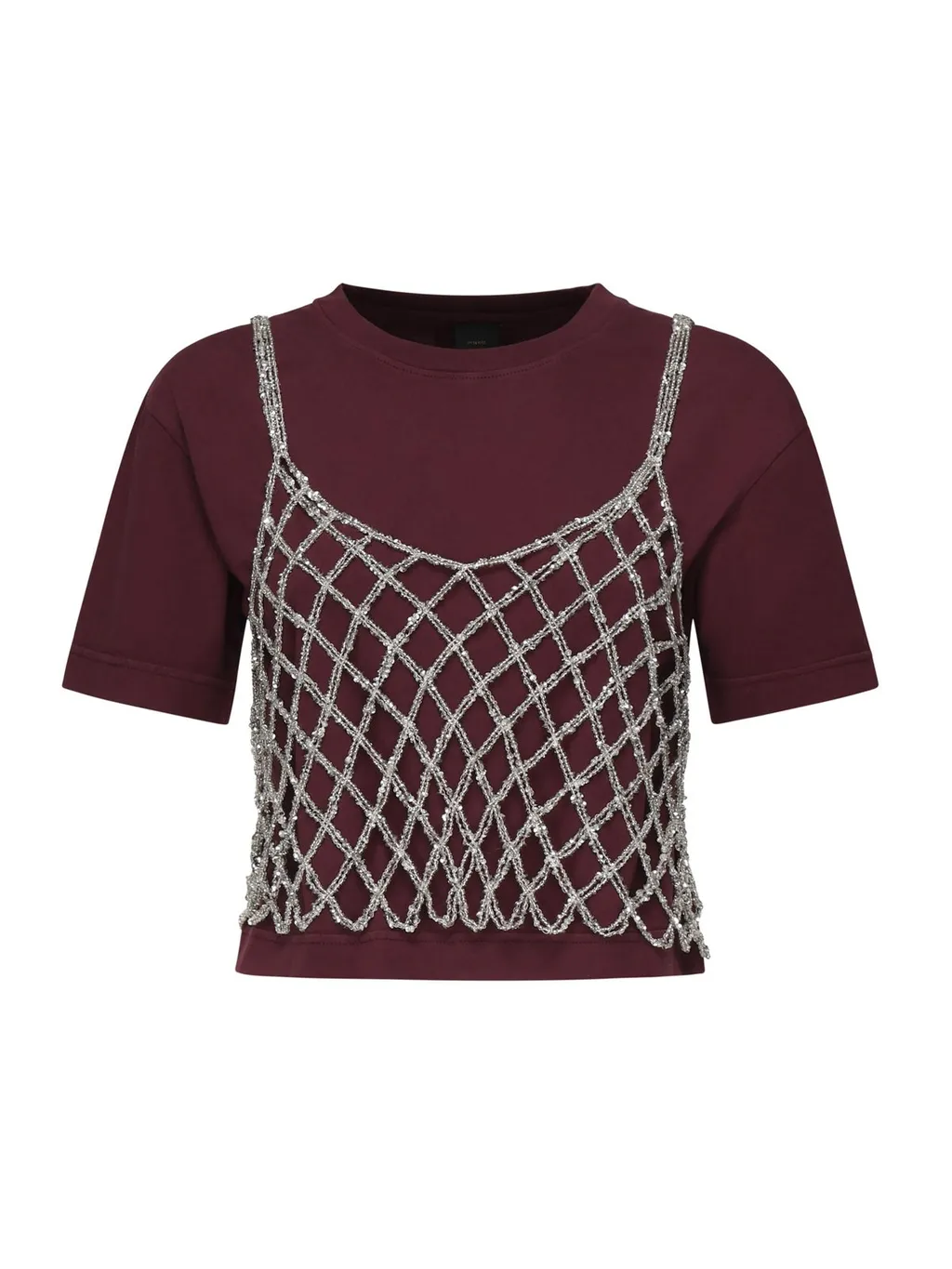 Pinko Sequin Embellished Cropped T-Shirt