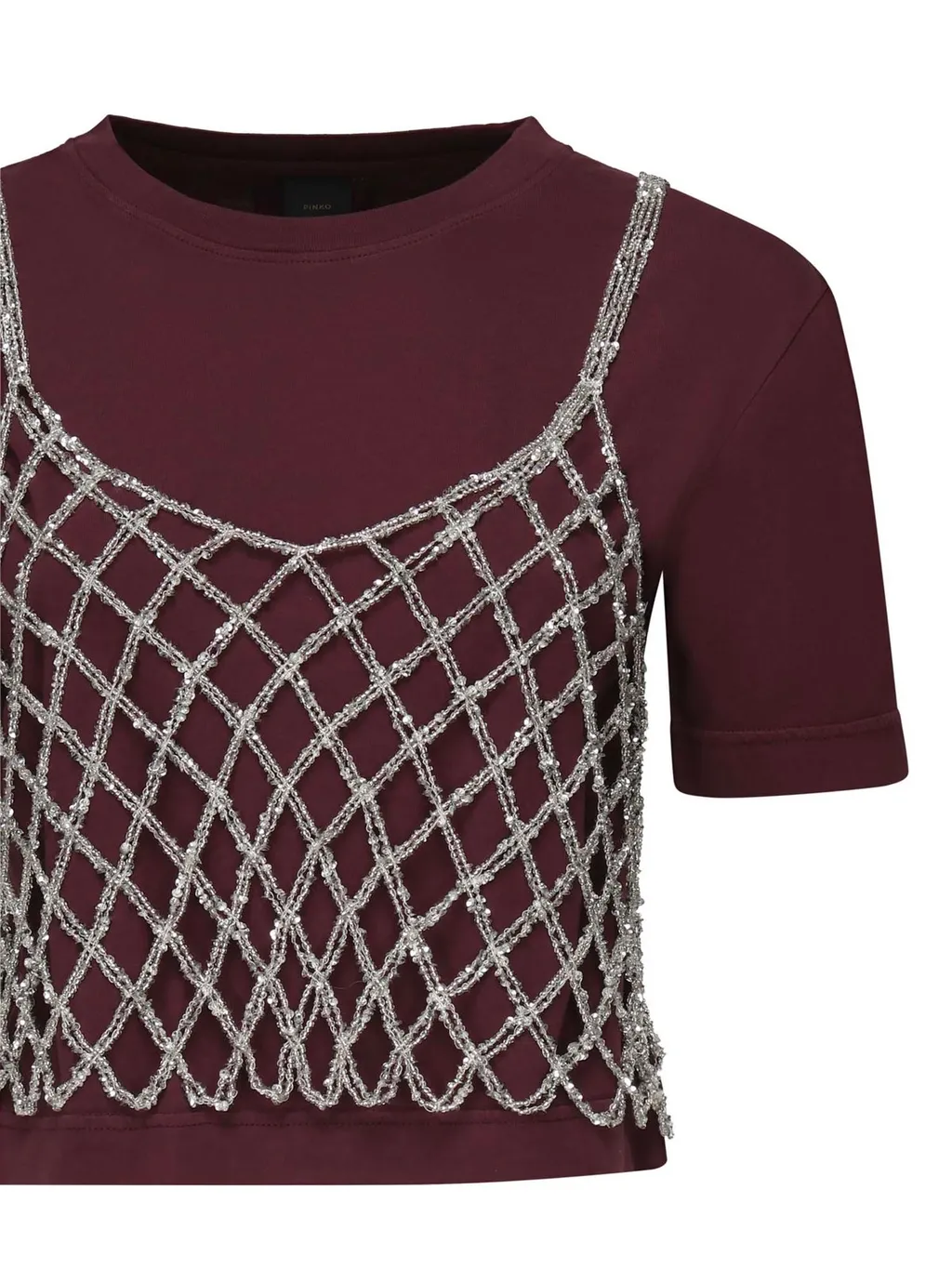 Pinko Sequin Embellished Cropped T-Shirt