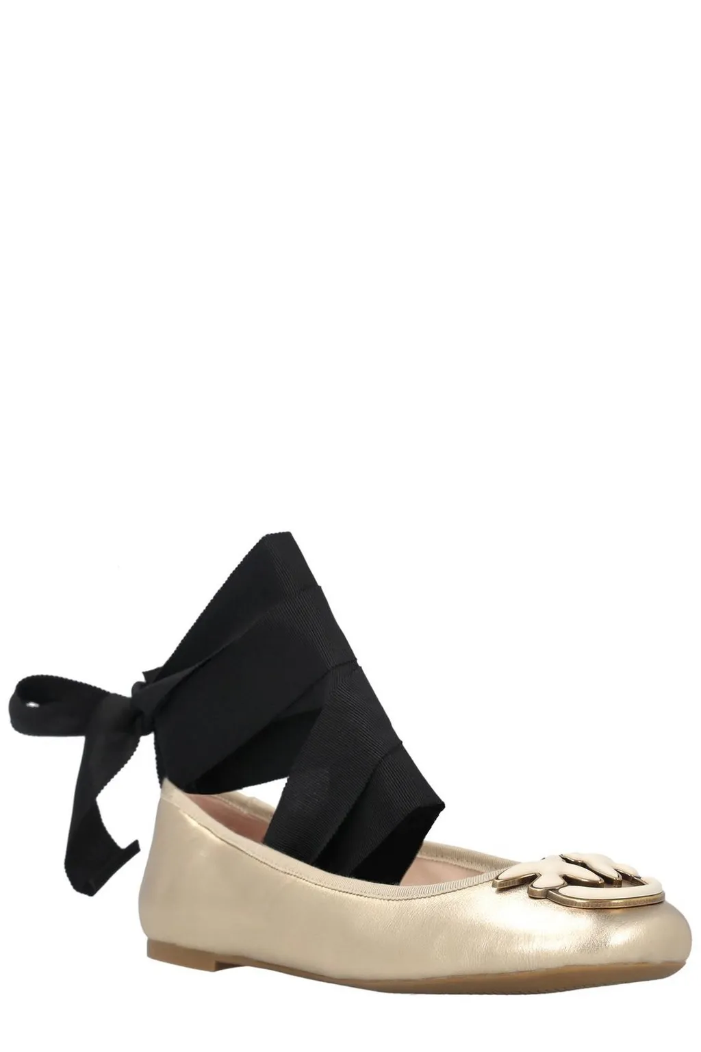 Pinko Logo Plaque Round Toe Flats