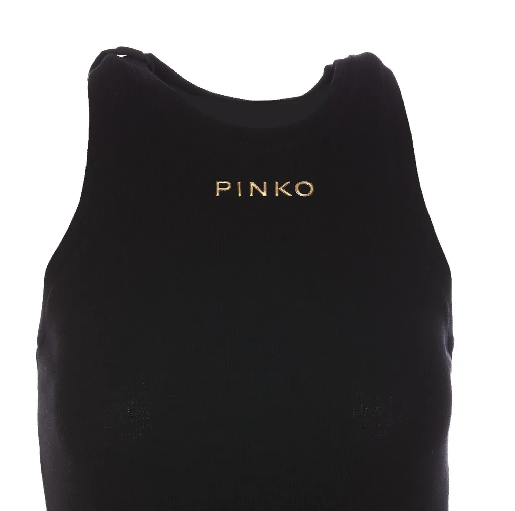 Pinko Logo Lettering Ribbed Top
