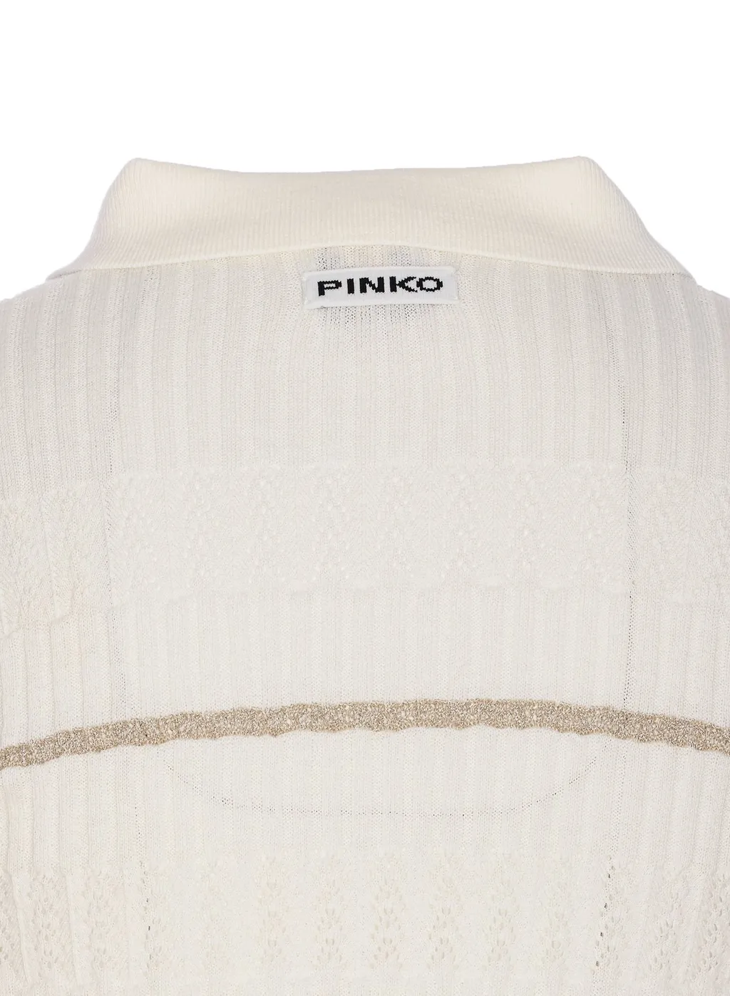 Pinko Metallic Stripe Long-Sleeved Polo Shirt