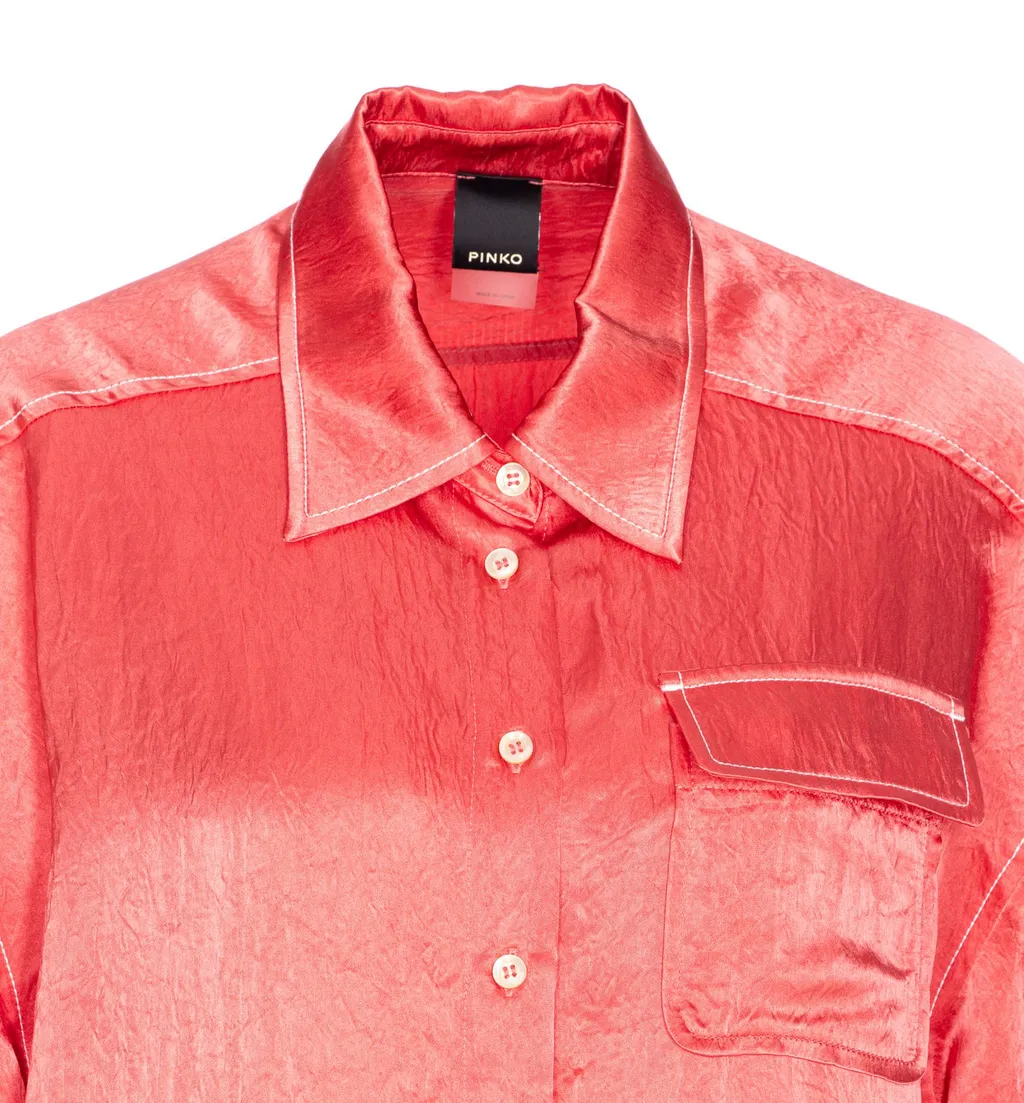 Pinko Small Pocket Flowing Satin Shirt