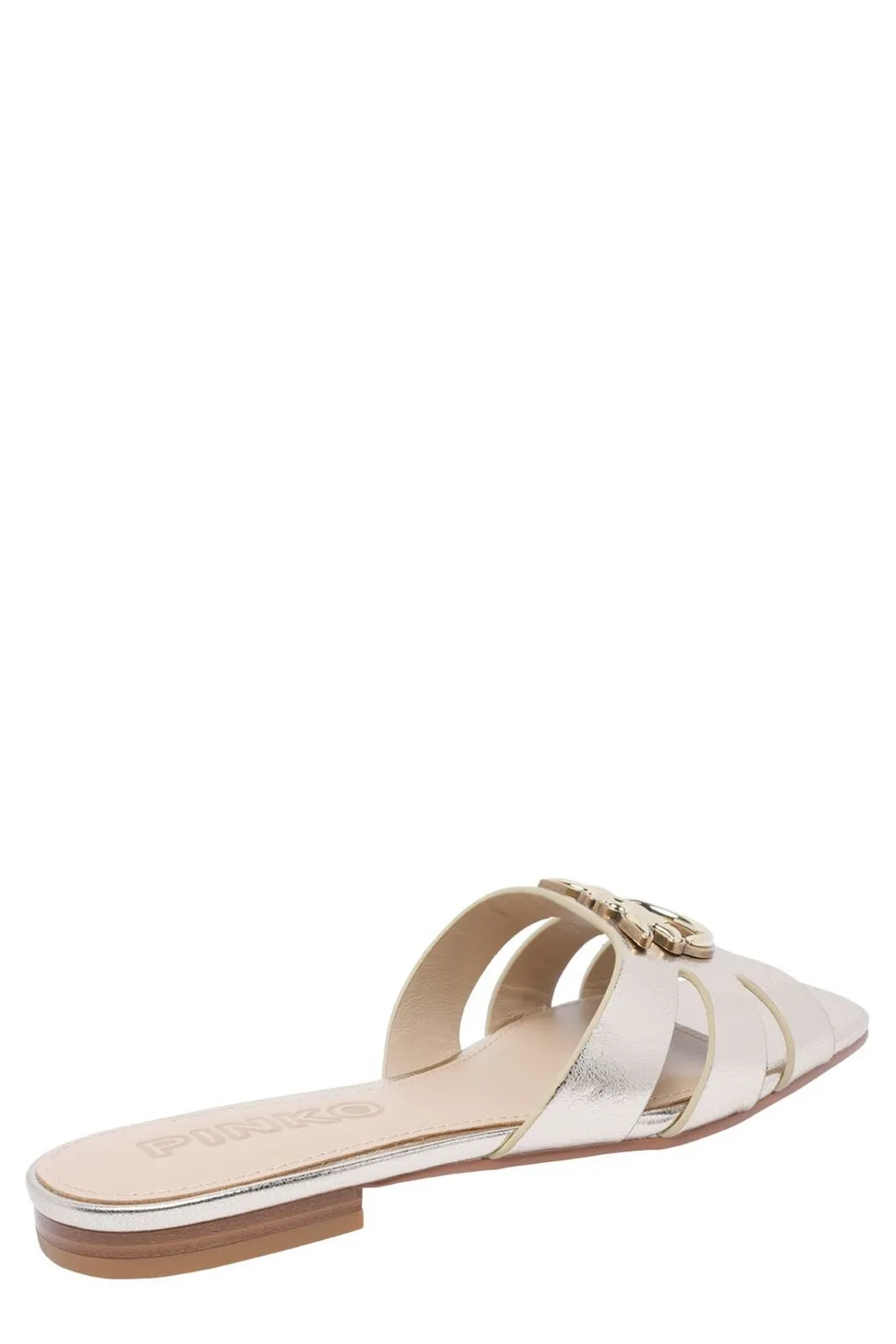 Pinko Logo Plaque Metallic Sandals