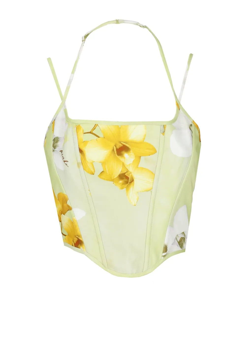 Pinko Floral-Printed Halterneck Corset Top