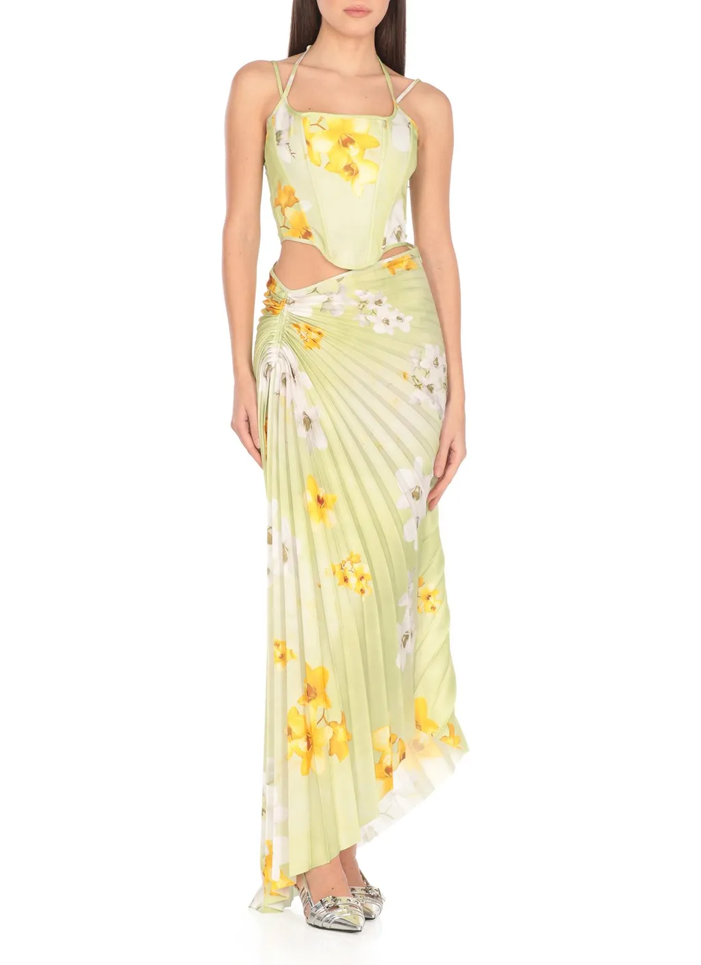Pinko Floral-Printed Halterneck Corset Top