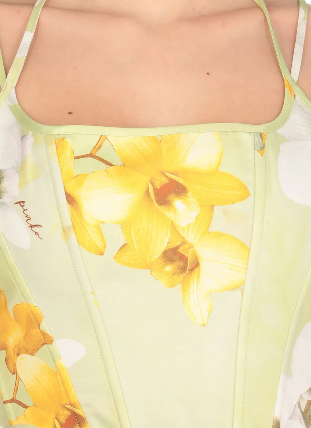 Pinko Floral-Printed Halterneck Corset Top