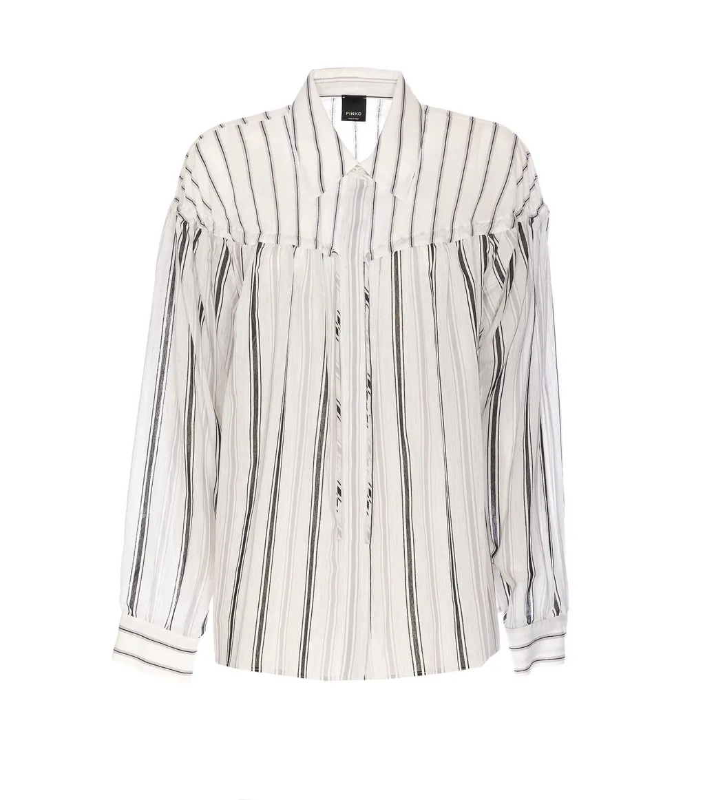 Pinko Diva Tie Detailed Striped Shirt